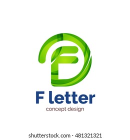 Vector letter concept logo template, abstract business icon. Created with transparent overlapping wave elements, elegant design