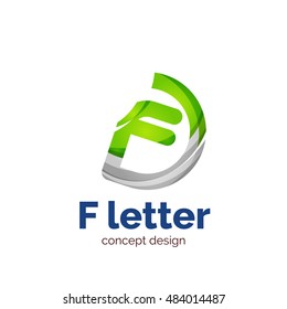 Vector letter concept logo template, abstract business icon. Created with transparent overlapping wave elements, elegant design