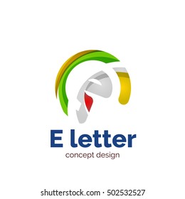 Vector letter concept logo template, abstract business icon. Created with transparent overlapping wave elements, elegant design