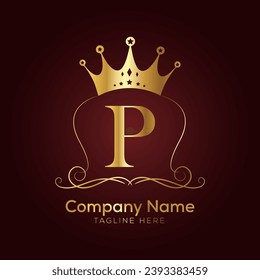 Vector Letter crown golden creative logo design concept.