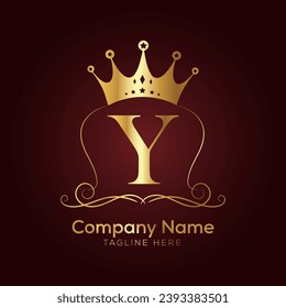 Vector Letter crown golden creative logo design concept.
