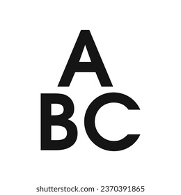 Vektor Buchstaben würfeln schwarze Symbol abc Symbol Baby Learning Schild.