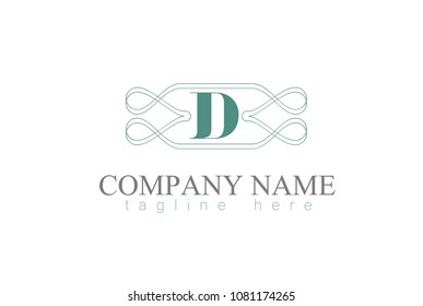 Vector Letter D Decorative Ornament Frame Design.