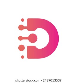 vector letter d digital tech logo