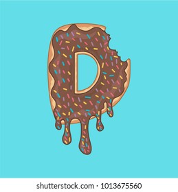 vector letter D Donut font alphabet. sweet lettering 