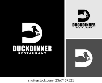 Vector letter D duck restaurant chef food kitchen logo