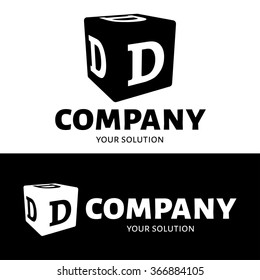 Vector letter D logo. The cube with the letter D brand logo