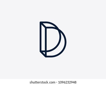 Vector letter D logo design template. Alphabet label for branding and identity. Lettering linear emblem sign isolated on background. ABC typeface character symbol illustration