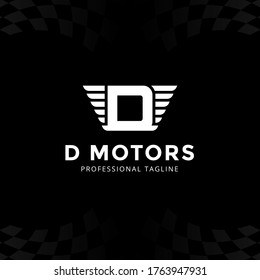 Vector Letter D logo templates isolated on black background. Modern Wing Design. 
