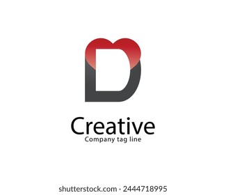 
Vector letter d love logo template design