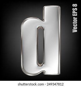 Vector letter d from metal alphabet. Lovercase metal font collection. EPS 8
