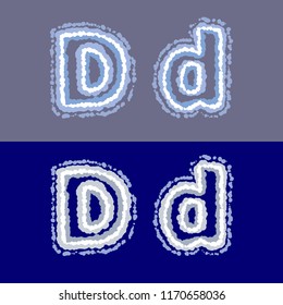 vector letter D on grey and blue background