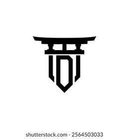 Vector letter D torii gate design template inspiration, vector illustration.