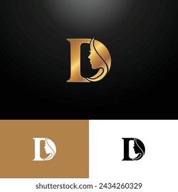 Vector letter D woman logo design template inspiration, vector illustration.