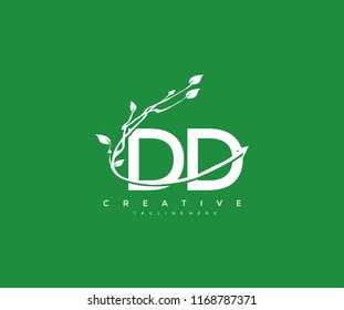 Vector Letter DD with Elegant Swoosh Arrow Decorative Leaf Vector Logo