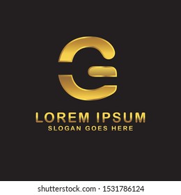Vector letter design with gold color and black background. Initial letter G logo vector design template. Can be used for company logo or symbol