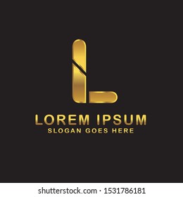 Vector letter design with gold color and black background. Initial letter L logo vector design template. Can be used for company logo or symbol
