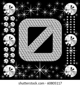 vector letter with diamonds isolated on black background