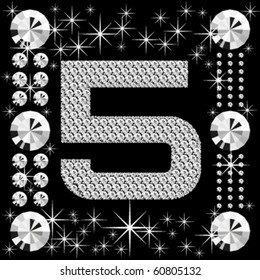 letra vectorial con diamantes aislados en fondo negro