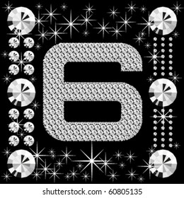 vector letter with diamonds isolated on black background