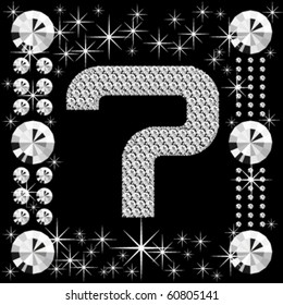 letra vectorial con diamantes aislados en fondo negro