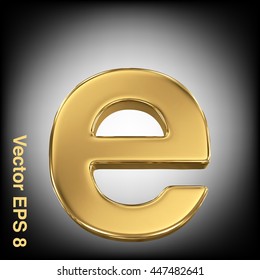 Vector letter e from gold solid alphabet. Eps 8 using mesh.