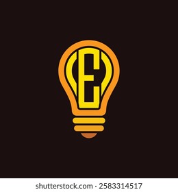 Vector letter E lamp logo design template inspiration, vector illustration.