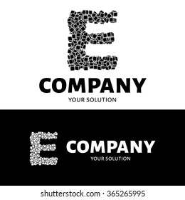 Vector letter E logo. The logo is the letter E consists of cubes.