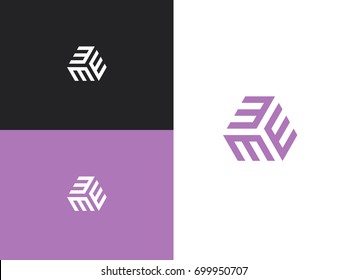 Vector letter E logo. The cube with the letter E brand logo.