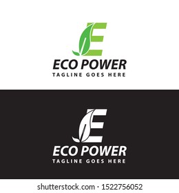 vector letter e logo with leaves