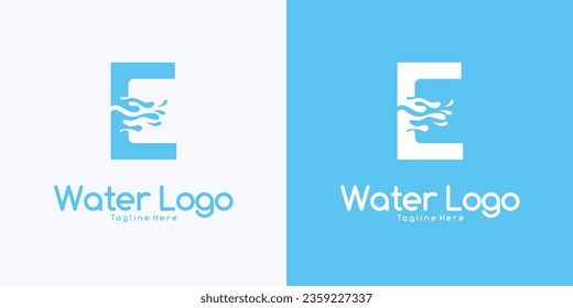 Vector Letter E logo splash water wave logo design concept