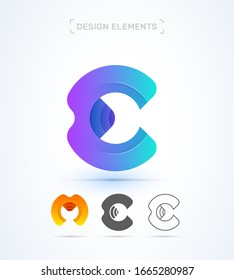 Vector letter E and M logo icon collection. Origami, fluent, flat and line style