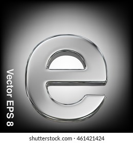 Vector letter e from metal alphabet. Lovercase metal font collection. EPS 8