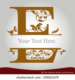 Vector of Letter E in the old vintage style. ABC concept type as logo. Typography design