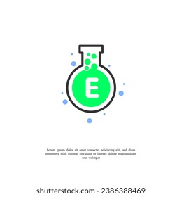 vector letter E on lab icon design template illustration
