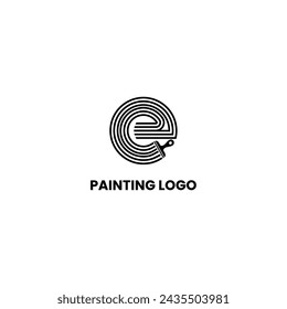 Vector letter E painting logo design template inspiration, vector illustration.