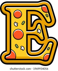 vector letter E. pizza fast food