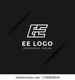 Vector Letter EE logo templates isolated on black background. Modern Linked Design. 