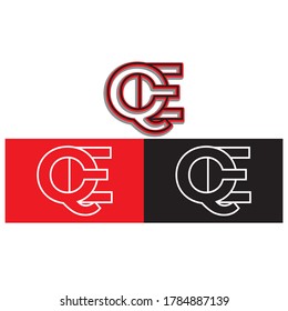 Letra vectorial EQ monograma de arte minimalista en mayúsculas. Vector de creativo Maze lineal para Título, Cabecera, Letras, Logotipo. Estilo de arte en línea 3D sobre fondo blanco. Diseño moderno.