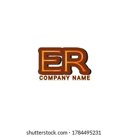 Vector Letter ER uppercase minimalist art monogram. Creative Maze vector linear for Title, Header, Lettering, Logo. 3D Line art style on white background. Modern Design.
