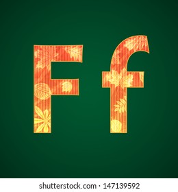 Vector letter F with autumn leaves upper and lower cases