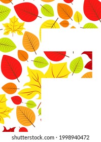 Vector letter F from autumn leaves. Illustration on the subject of the alphabet.