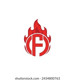 Vector letra F círculo de fuego logo diseño plantilla inspiración, ilustración vectorial.