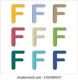 Vector letter F with different color. Adobe Illustrator.