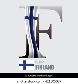 Vector Letter F is for Finland flag. Design Matches Letters Of The Alphabet With Name list of country worldwide