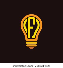 Vector letter F lamp logo design template inspiration, vector illustration.