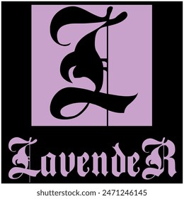 Vector letter F and LAVENDER text, square icon, free design.