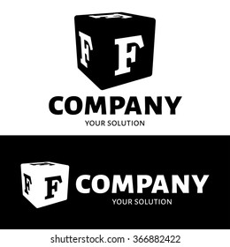 Vector letter F logo. The cube with the letter F brand logo