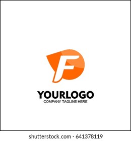 Vector letter F logo icon orange color design template