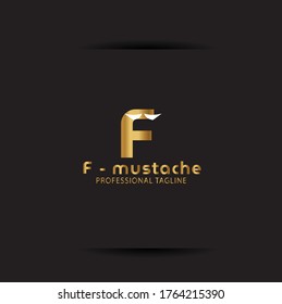 Vector Letter F logo templates isolated on black background. Modern mustache Design. 
